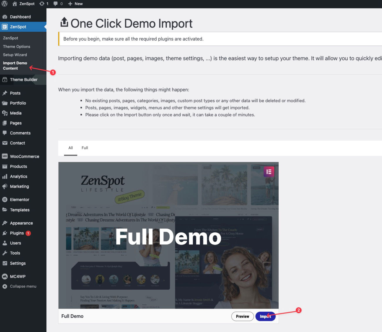 ZenSpot Demo Import